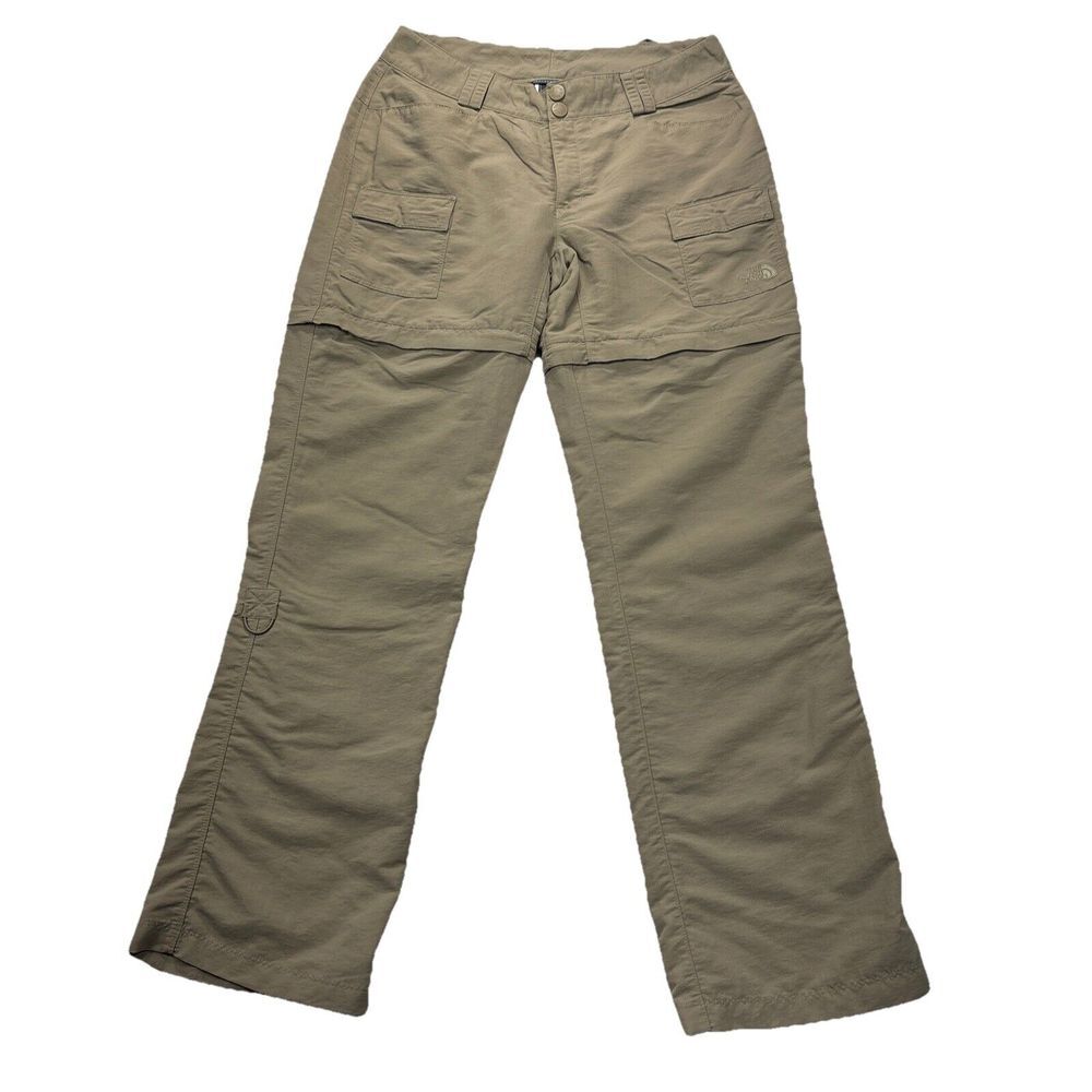 The North Face Convertible Hiking Pants/Shorts Womens 8 Roll Tab Beige 32x32